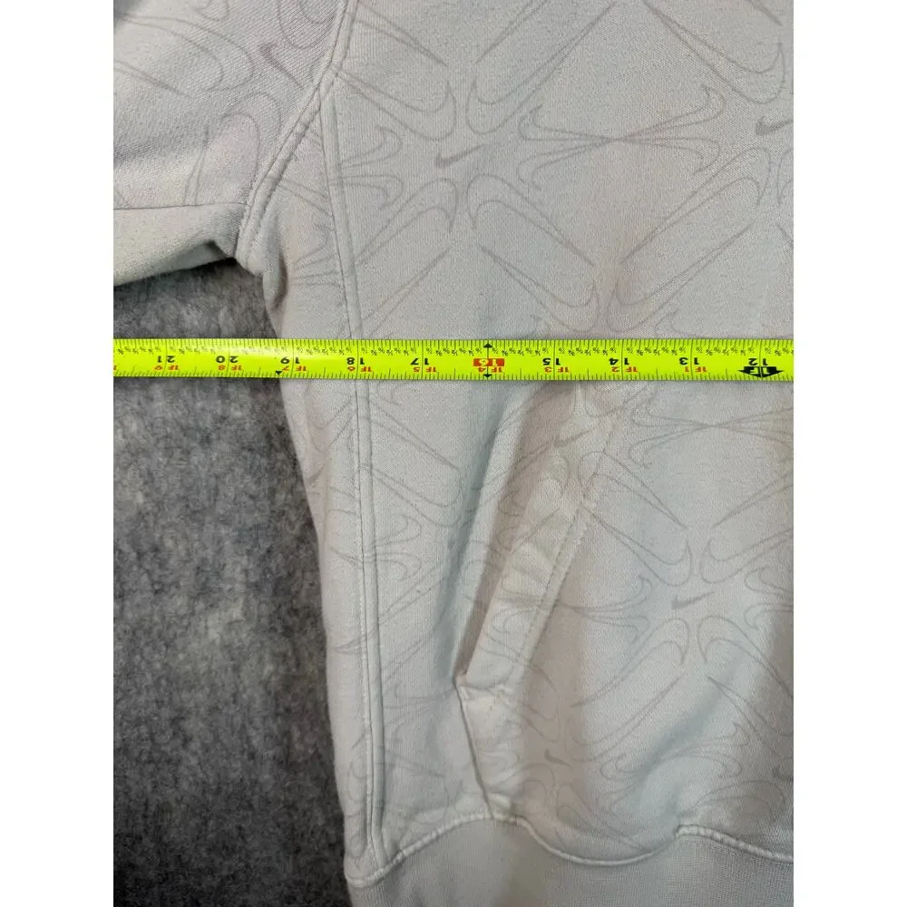 Nike Mens AOP Swoosh Pattern Cream Small Hoodie Sweatshirt Athleisure